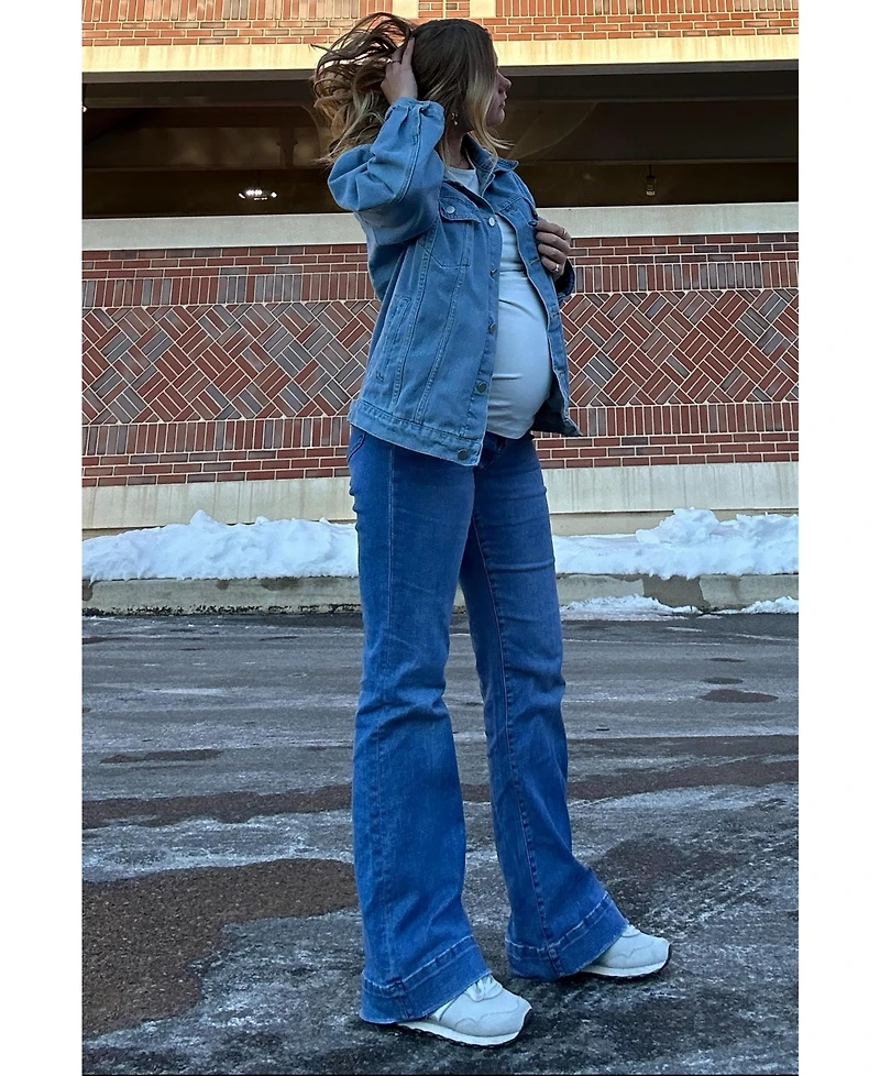 Pinkblush Maternity Blue Wide Hem Flare Jeans