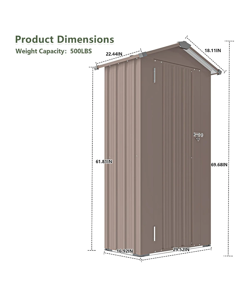 Mondawe 2.5FT Galvanized Steel Storage Shed - Waterproof & Lockable