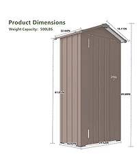 Mondawe 2.5FT Galvanized Steel Storage Shed - Waterproof & Lockable