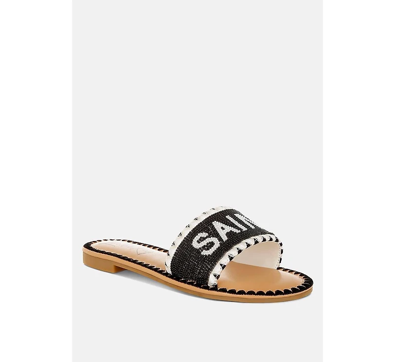 London Rag Beaded Saint Tropez Flat Slip Ons Women