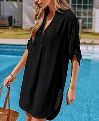 Cupshe Women's Throw It On White Cover-Up Mini Beach Dress