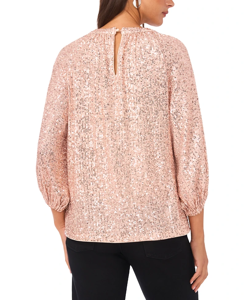 Sam & Jess Women's Sequin Detail Puff Sleeves Top