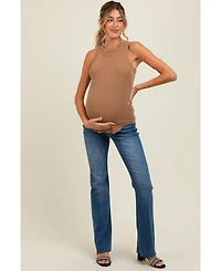 Pinkblush Maternity Navy Blue Distressed Raw Hem Bootcut Jeans