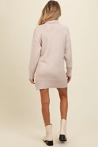Pinkblush Maternity Beige Turtle Neck Mini Sweater Dress