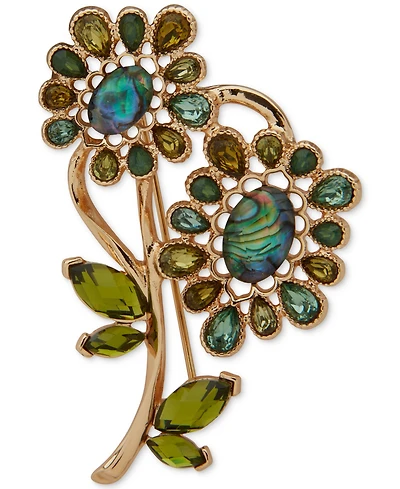 Anne Klein Abalone Stone Flowers Multi-Motif Pin