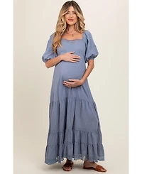 Pinkblush Maternity Blue Lace Insert Maxi Dress