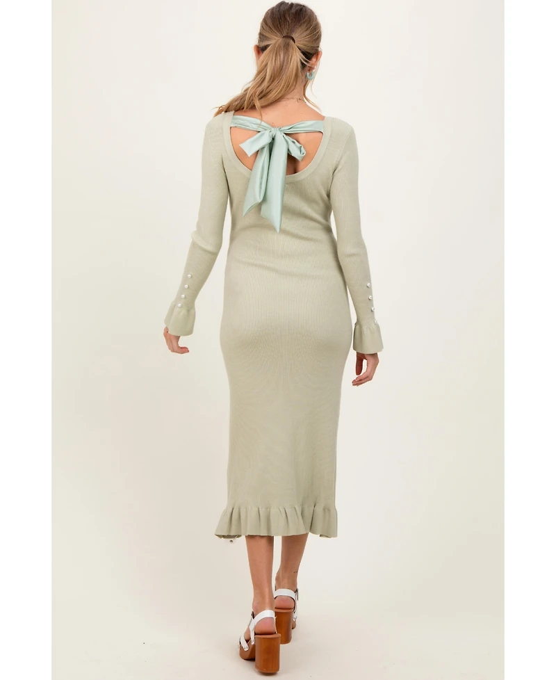 Pinkblush Black Ribbed Knit Bow Back Maternity Maxi Dress