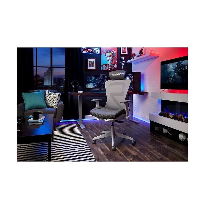 Respawn Office Gaming Chair - High Back, Cooling Gel Seat - Ghost White