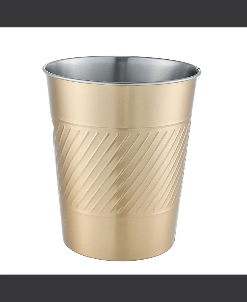 Cameo 5 Liter Waste Basket Can for Garbage, Round Open Top Trash Can for Bathroom Bedroom, Kitchen, Stainless Steel, Fingerprint Resistant