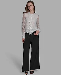 Bcbg Women's Long Sleeve Lace with Rhinestone Top