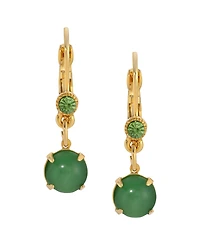 2028 Gold Tone Green Moonstone Drop Earrings