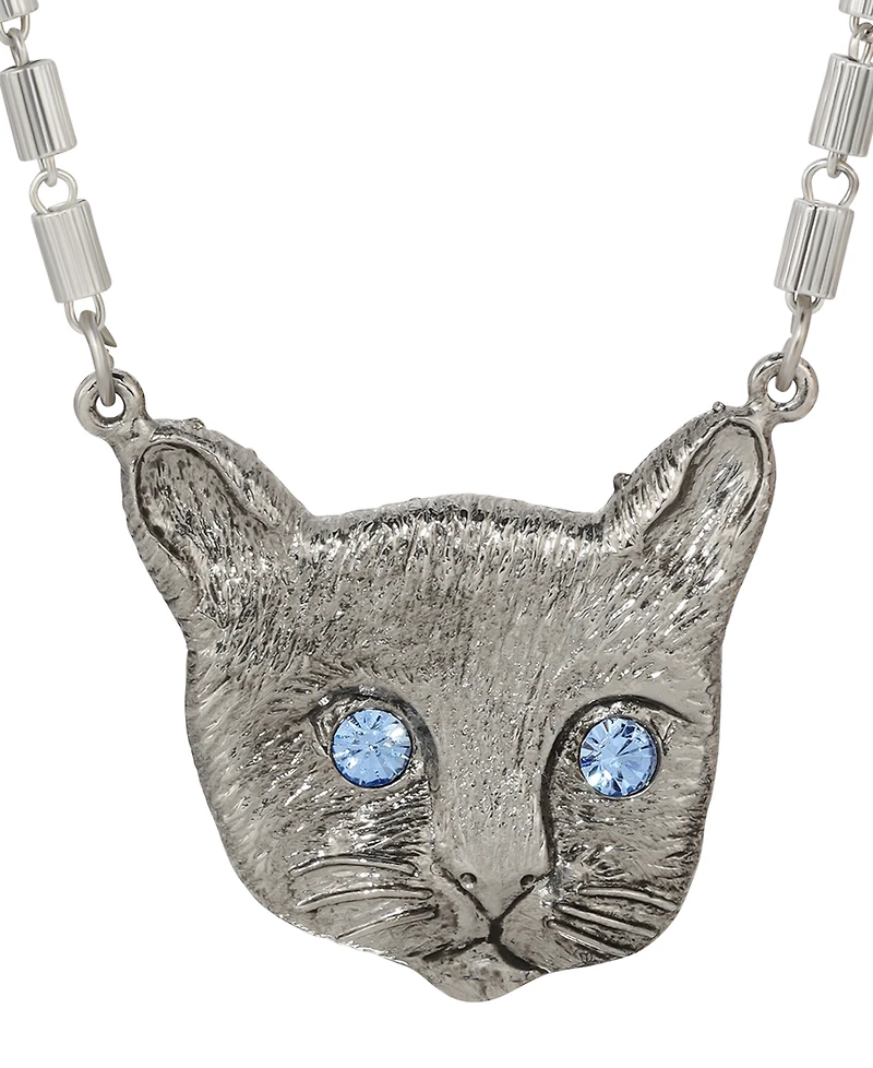 2028 Cat Face Crystal Stone Necklace