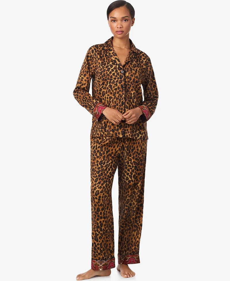 Lauren Ralph Women's Long Sleeves Notch Collar Pajama Set