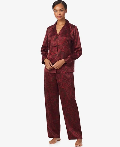 Lauren Ralph Women's Long Sleeve Notch Collar Pajama Set