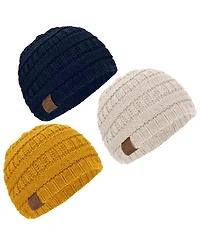 KeaBabies 3pk Warmzy Baby Beanies, 0-36 months Hats, Winter Hat for Newborn, Infant, Toddlers, Boys, Girls