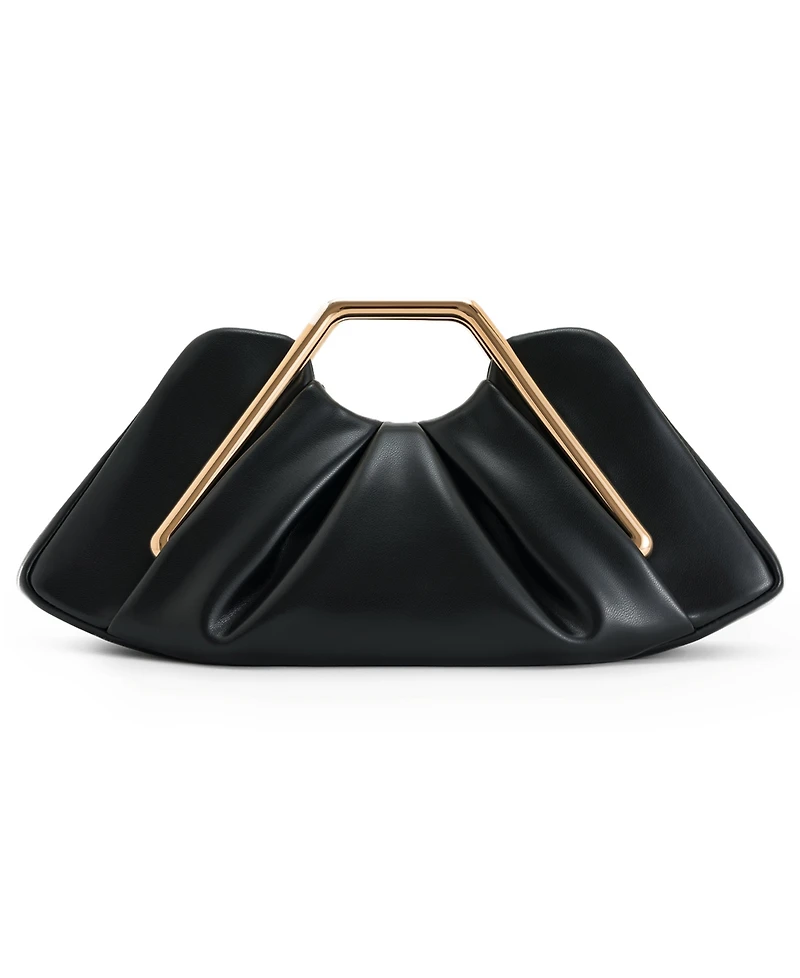 Lila Metal Frame Clutch - Black