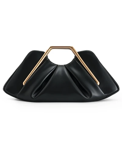 Lila Metal Frame Clutch - Black