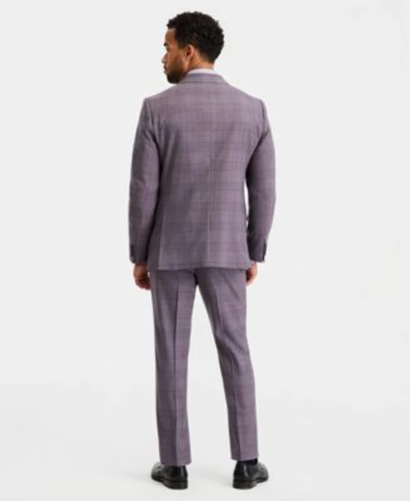 Ted By Ted Baker Mens Modern Fit Purple Plaid Suit Separates
