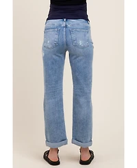 Pinkblush Maternity Light Blue Ripped Knee Rolled Cuff Straight Leg Jeans