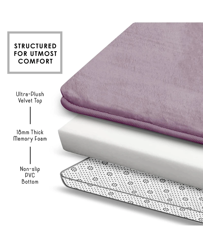 3 Piece Ultra Soft Non-Slip Plush Memory Foam Bath Rug Set - Small, Large & Contour Tiled Design