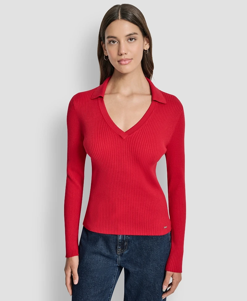 Dkny Jeans Women's Ribbed Long Sleeve Sweater