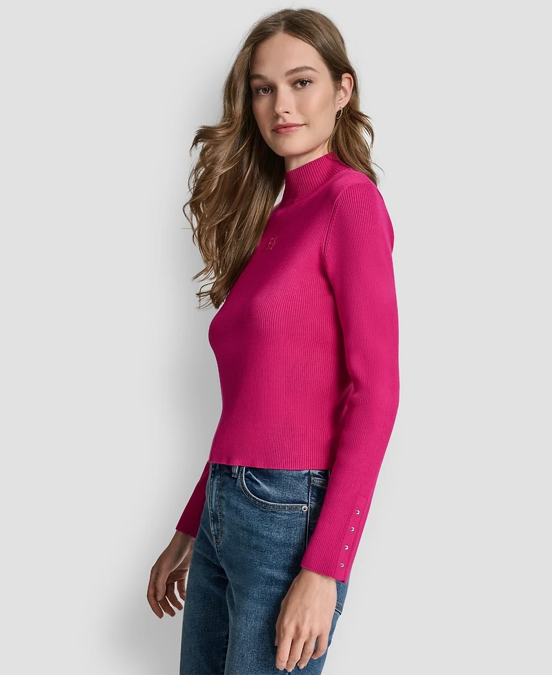 Dkny Jeans Women's Rib Long Sleeves Slim Fit Sweater