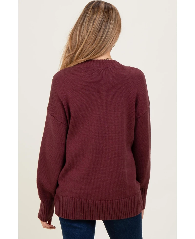Pinkblush Maternity Burgundy Drop Shoulder Oversized Sweater
