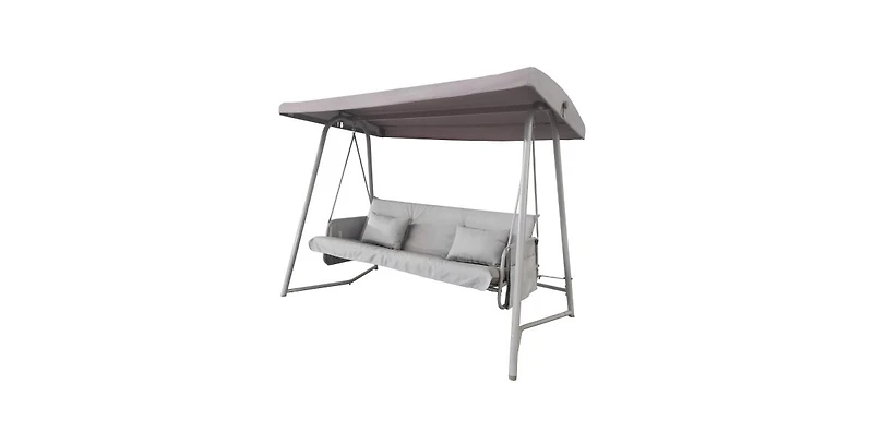 Flynama 67 Inch 3-Seat Convertible Patio Swing with Adjustable Canopy and Plush Cushions