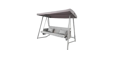 Flynama 67 Inch 3-Seat Convertible Patio Swing with Adjustable Canopy and Plush Cushions