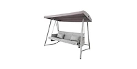 Flynama 67 Inch 3-Seat Convertible Patio Swing with Adjustable Canopy and Plush Cushions