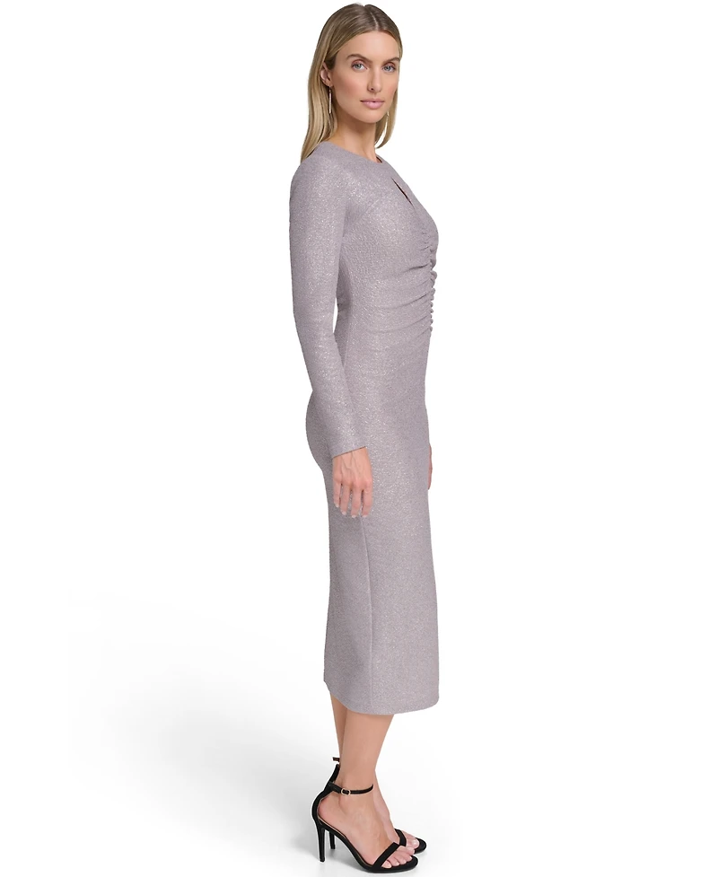 Calvin Klein Women's Ruched Long Sleeve Dress