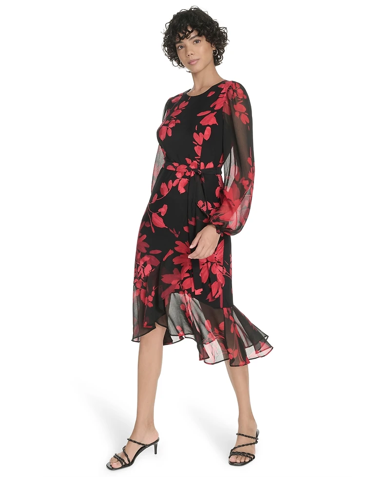 Tommy Hilfiger Women's Sheer Balloon Sleeve Dress