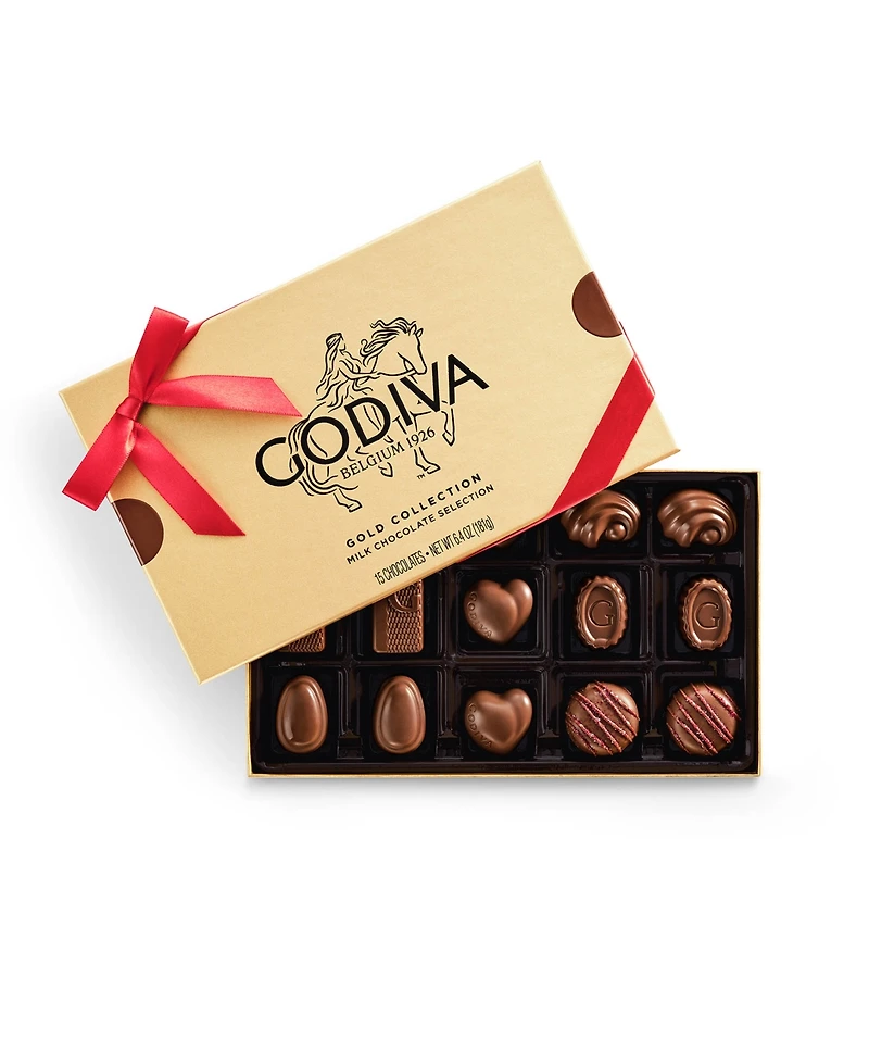 Godiva Milk Assorted Chocolate Gold Gift Box with Ribbon, 15-Pc.