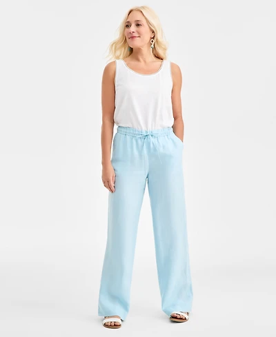 Charter Club Women's 100% Linen Drawstring Pants, Created for Macy's