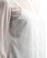 Bcx Women's Studded Chiffon Long Sleeves Shirt