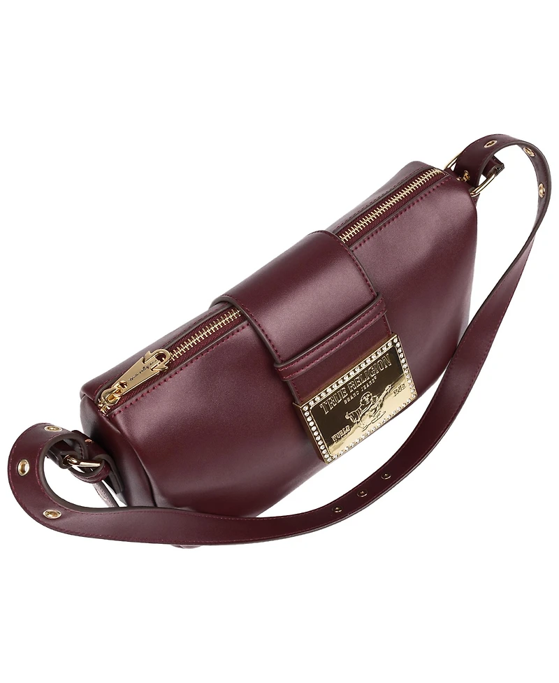 True Religion East West Shoulder Bag with Belt Buckle Tab