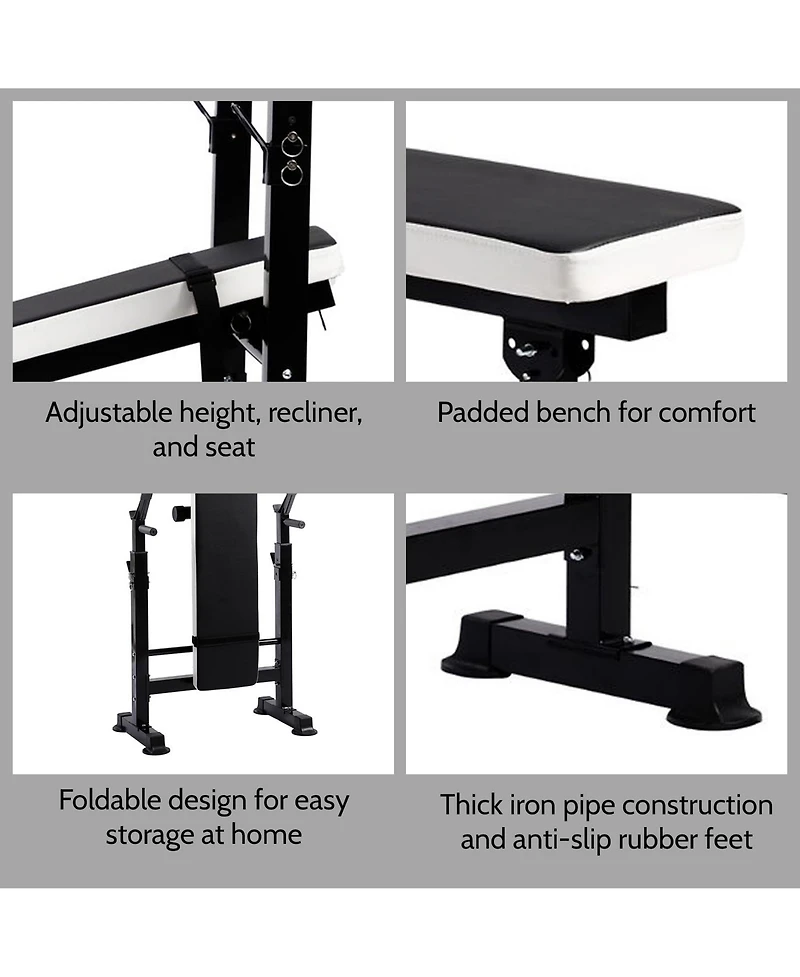 BalanceFrom Fitness Adjustable Strength Training Workout Station, Black & White