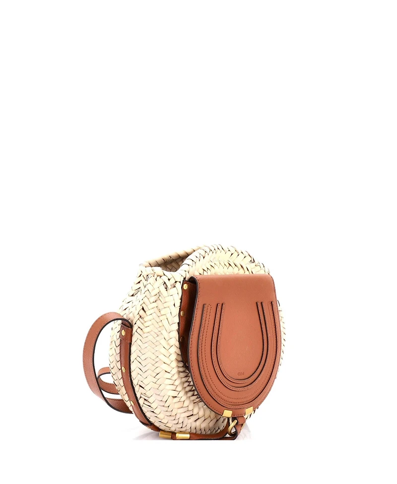 Pre-Owned Chloe Small Marcie Basket Crossbody Bag Raffia and Leather