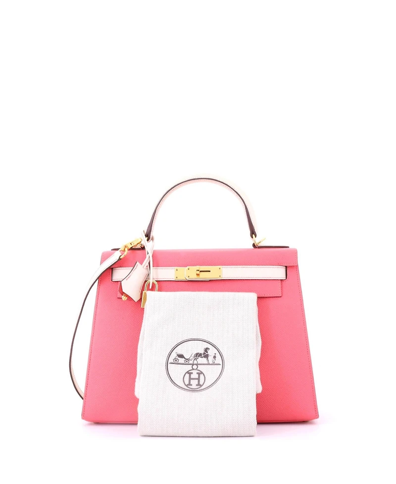 Pre-Owned Hermes Kelly 28 Handbag Bicolor Epsom with Gold Hardware