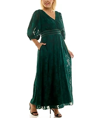 Taylor Plus Jacquard Chiffon Maxi Dress