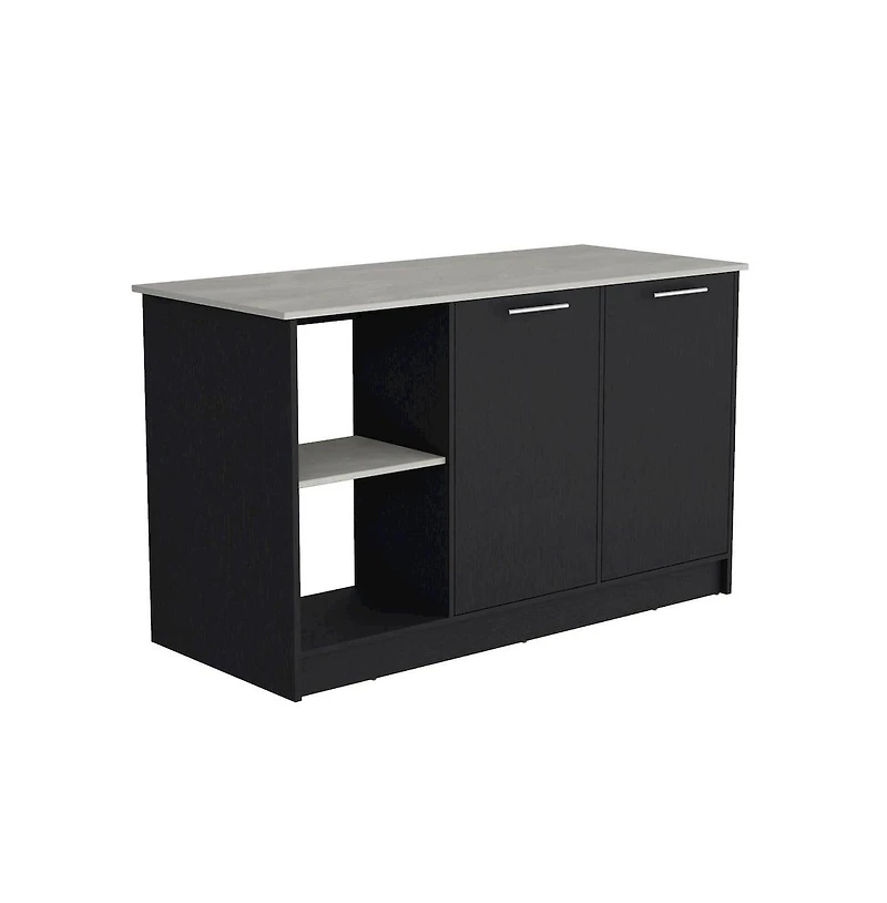 Tuhome Juniper Kitchen Island Black / Ibiza Marble Mdf