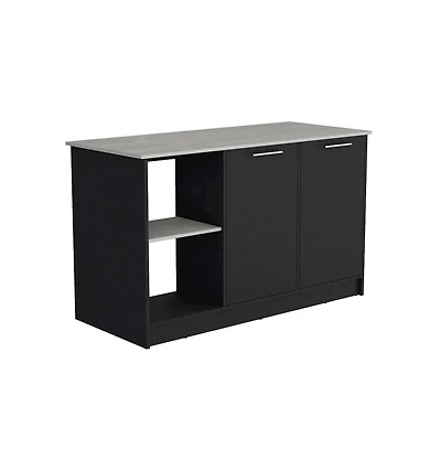 Tuhome Juniper Kitchen Island Black / Ibiza Marble Mdf