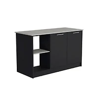 Tuhome Juniper Kitchen Island Black / Ibiza Marble Mdf