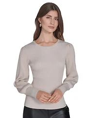 Halston Women's Crewneck Puff Sleeves Sweater