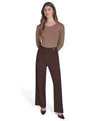Halston Women's Mid Rise Wide Leg Trousers