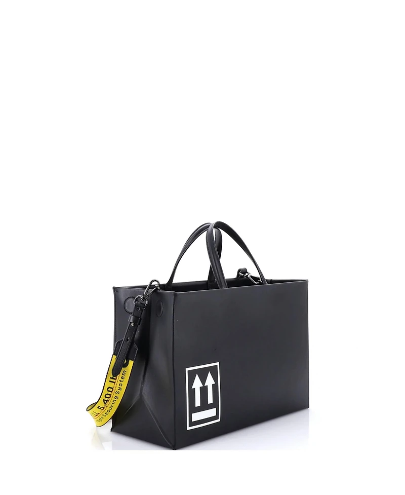 Pre-Owned Off White Medium Box Tote Printed Leather