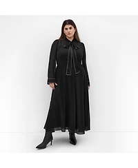 City Chic Women's Kara Stud Tie Neck Maxi Dress