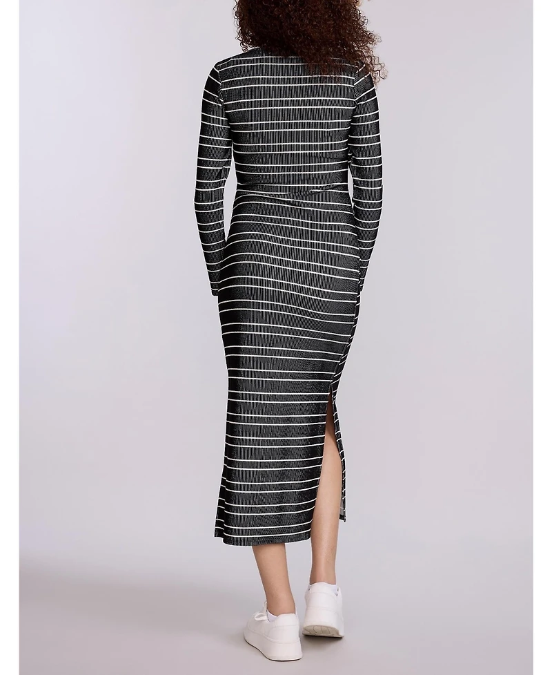 Motherhood Maternity Square Neck Rib Knit Long Sleeve Bodycon Maxi Dress