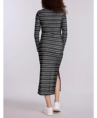 Motherhood Maternity Square Neck Rib Knit Long Sleeve Bodycon Maxi Dress
