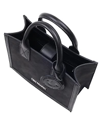 True Religion Suede Pu Box Tote with Logo Tag